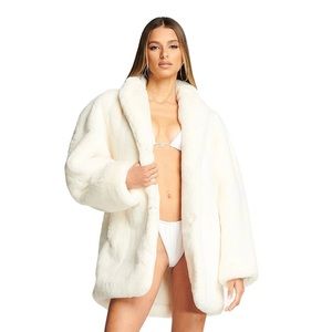 I.AM.GIA NYA JACKET WHITE FAUX FUR COAT SZ MEDIUM